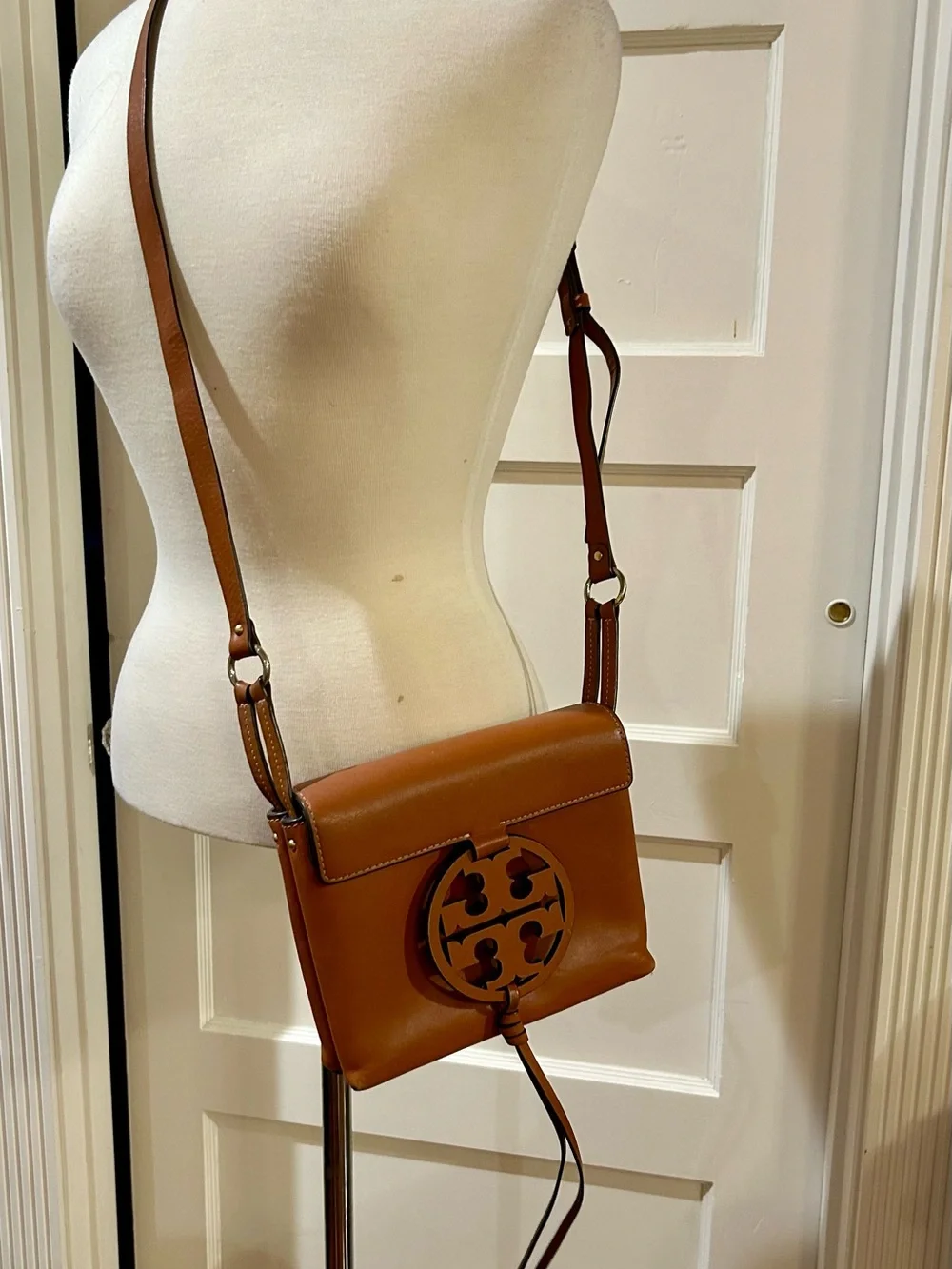Tory Burch Tan Leather Logo Crossbody Bag